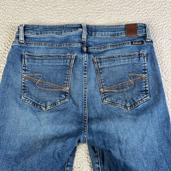 Wide Leg Flare Jeans Womens 31 Blue Distressed Stretch  Mid Rise 30x32 Sailey - Picture 3 of 13